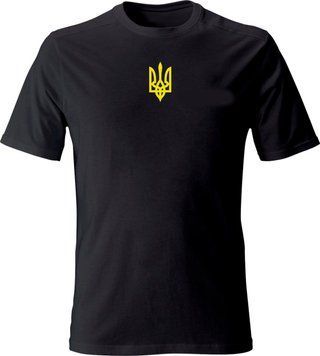 футболка тризуб(арт тризуб)опт та роздріб футболка тризуб на грудях жовтий фото